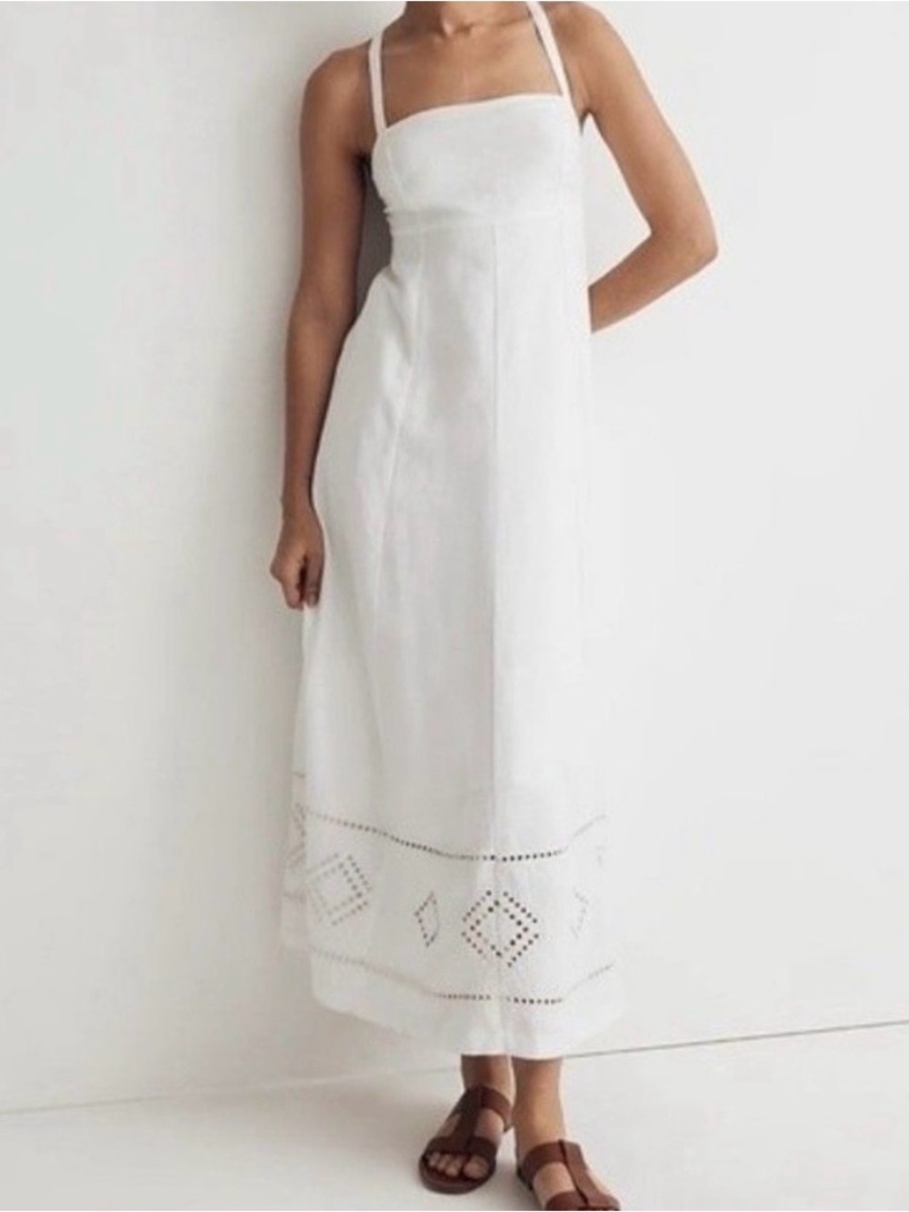 Madewell White Linen Tie Back Maxi Dress EUC - Picture 3 of 9